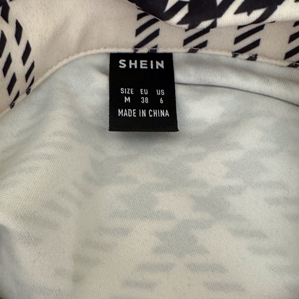 SHEIN Black & White Plaid Button Front Dress – Size Medium (US 6) - Picture 8 of 13